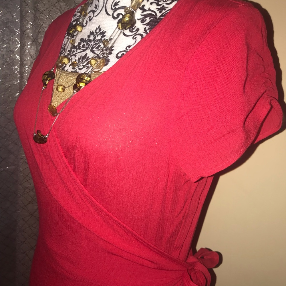 Sexy Red Wrap Tie Dress.